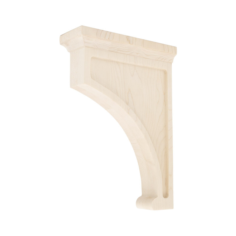 14 in x 3-7/8 in x 9 in Unfinished Large Solid Traditional Plain Wood Bracket Corbel, 14" H x 3.8" W x 9" D, Hard Maple