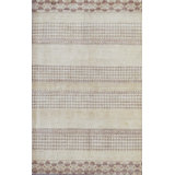 Wool Striped Area Rug in Cream/Crimson/Brown