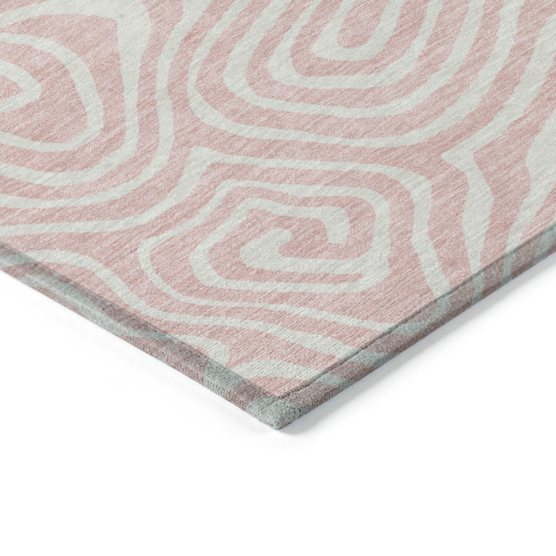 Addison 8' x 10' Pink Synthetic Flat Woven Washable Rug
