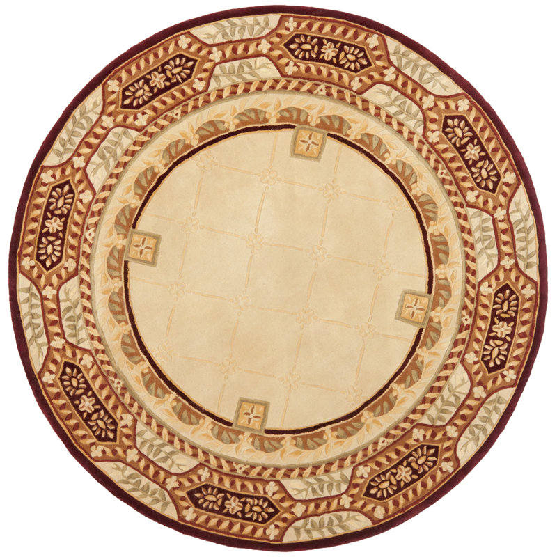Tapis floral en laine touffeté à la main Lenora Naples, Rond 8 pi