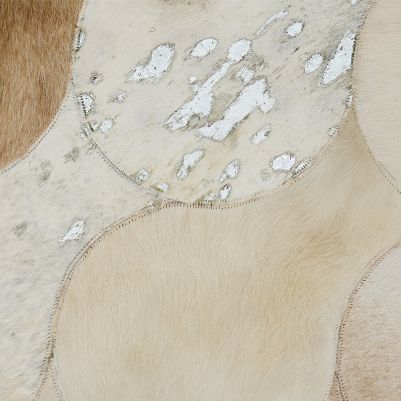 Art Hide X Greg Natale Cowhide Block Print Area Rug in Cream, Rectangle 5' x 8'