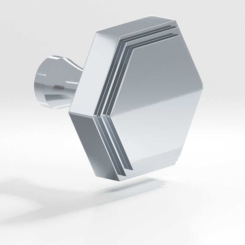 Poignée d'armoire hexagonale avec poteau évasé, Chrome poli, L 1,72 po x l 1,5 po