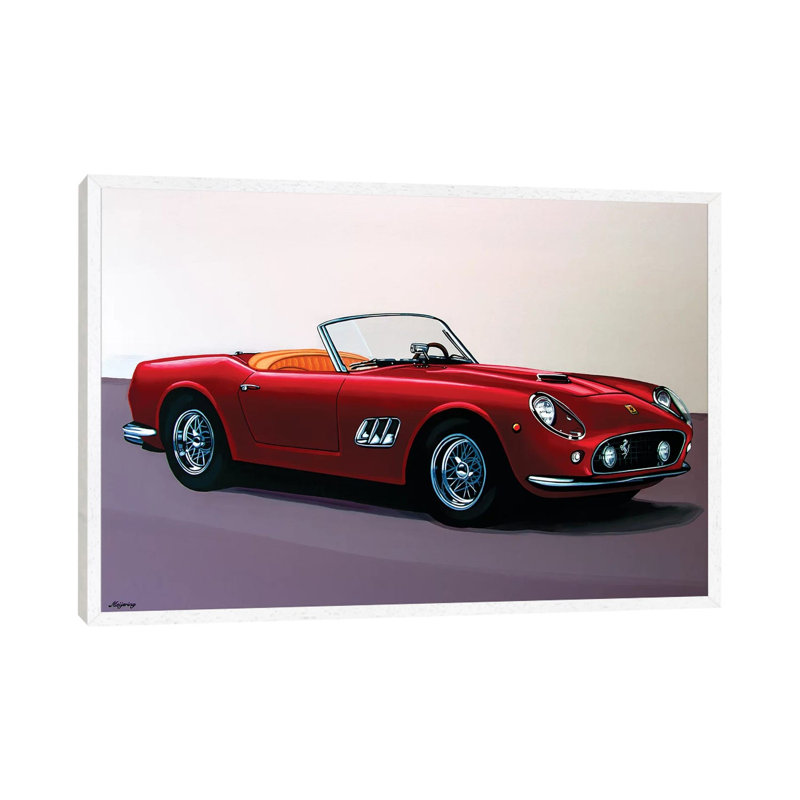 Ferrari by Paul Meijering - Painting on Canvas, 101.6 cm H x 66.04 cm W, White Framed
