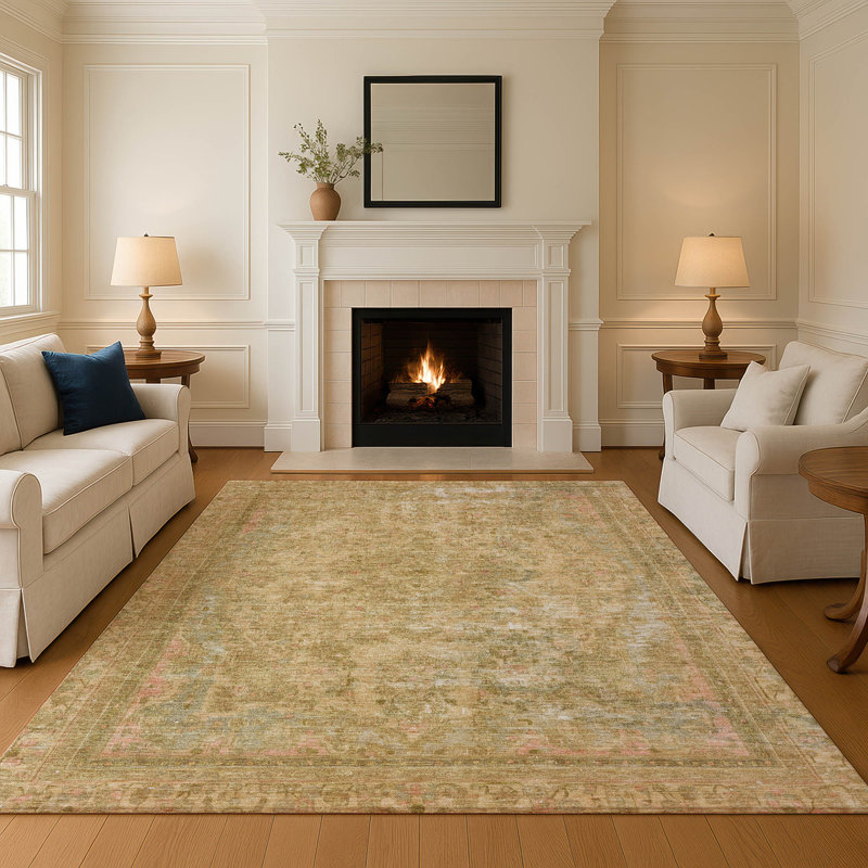 Premium Machine Washable Lampkins AMF1646 Global Rug, Rectangle 8' x 10'