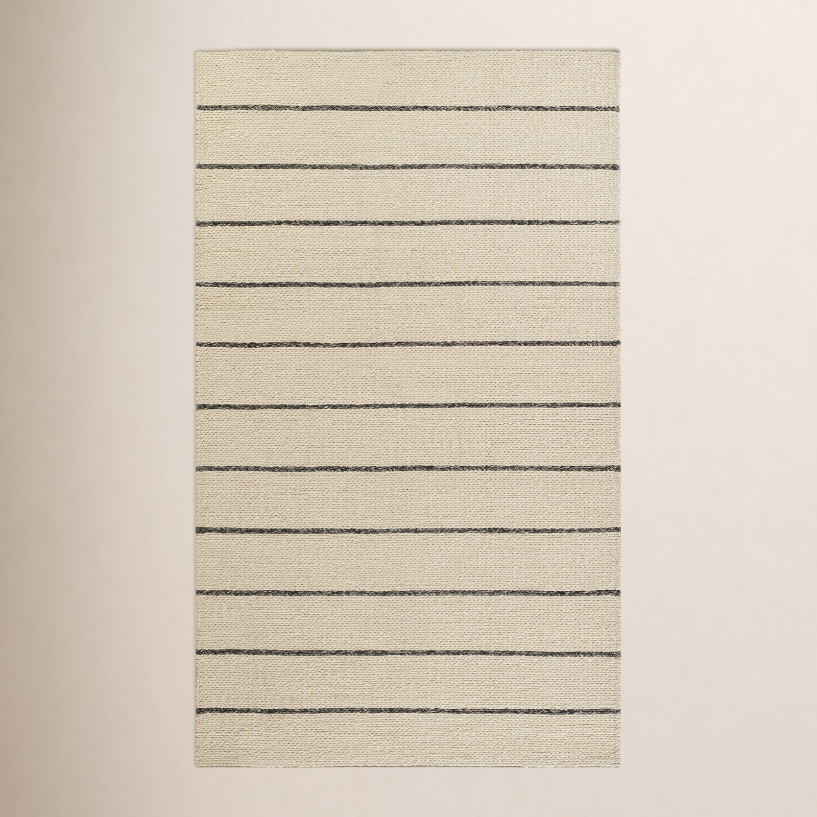 Lemington Striped Handwoven Wool Ivory/Beige Area Rug, Rectangle 8' x 10'