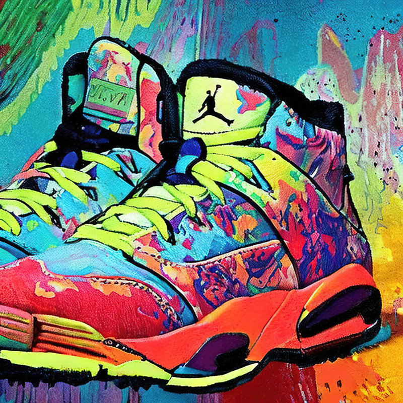 «Air Jordan 21» par Stephen Chambers, impression sur toile tendue, L 36 po x H 36 po