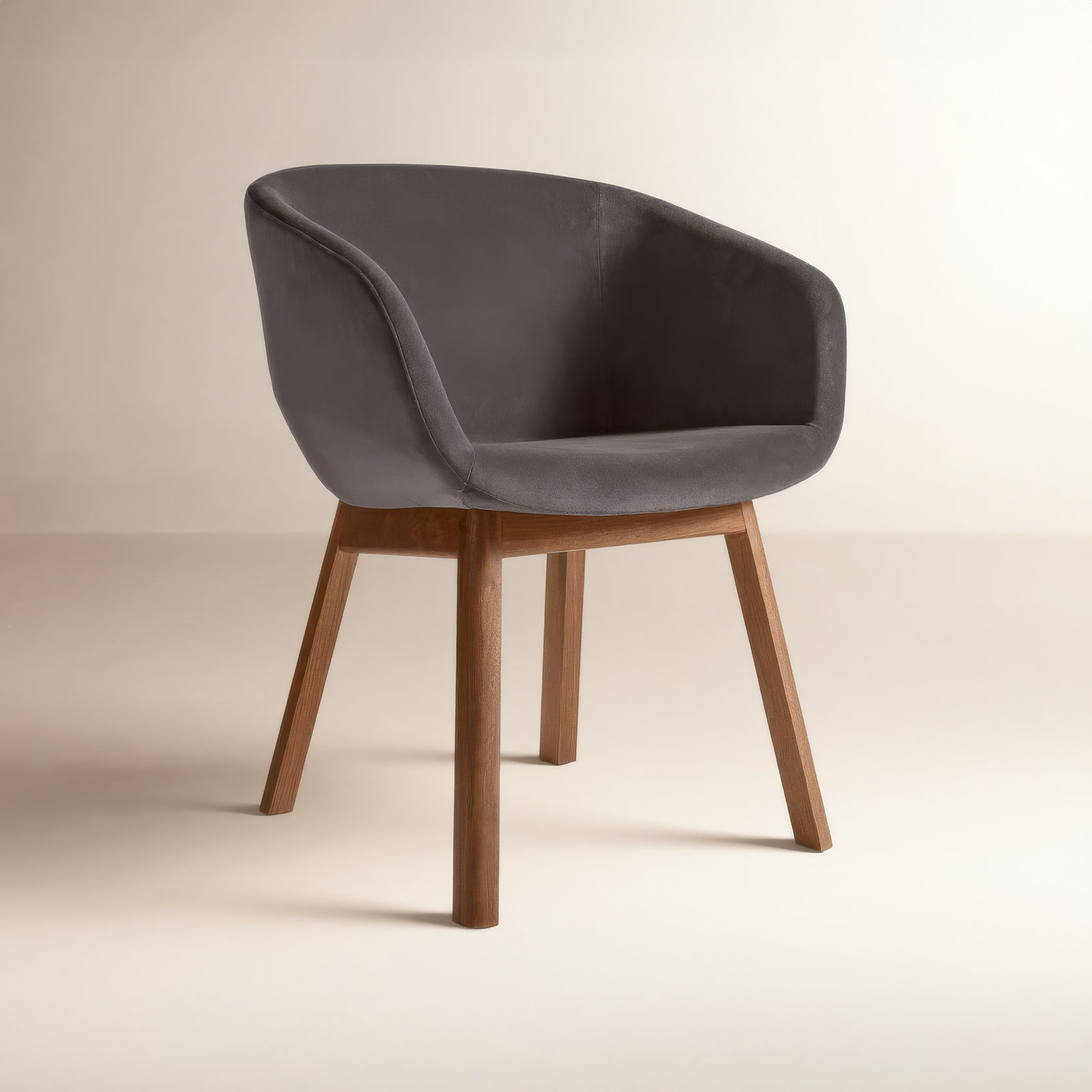 Host Velvet Oak Dining Armchair, Walnut, Storm Velvet