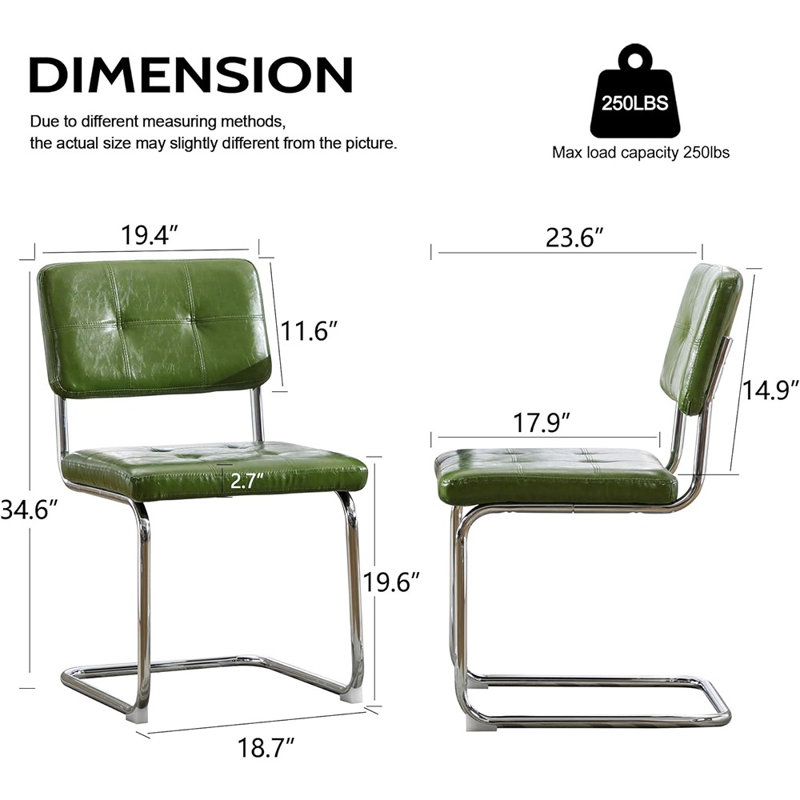 Chaise de salle à manger rembourrée Cambriah, Vert, Argent