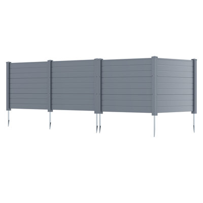 Clôture pour climatiseur Gymax 48'' x 38'', 4 panneaux avec piquets métalliques, poubelle sans creuser