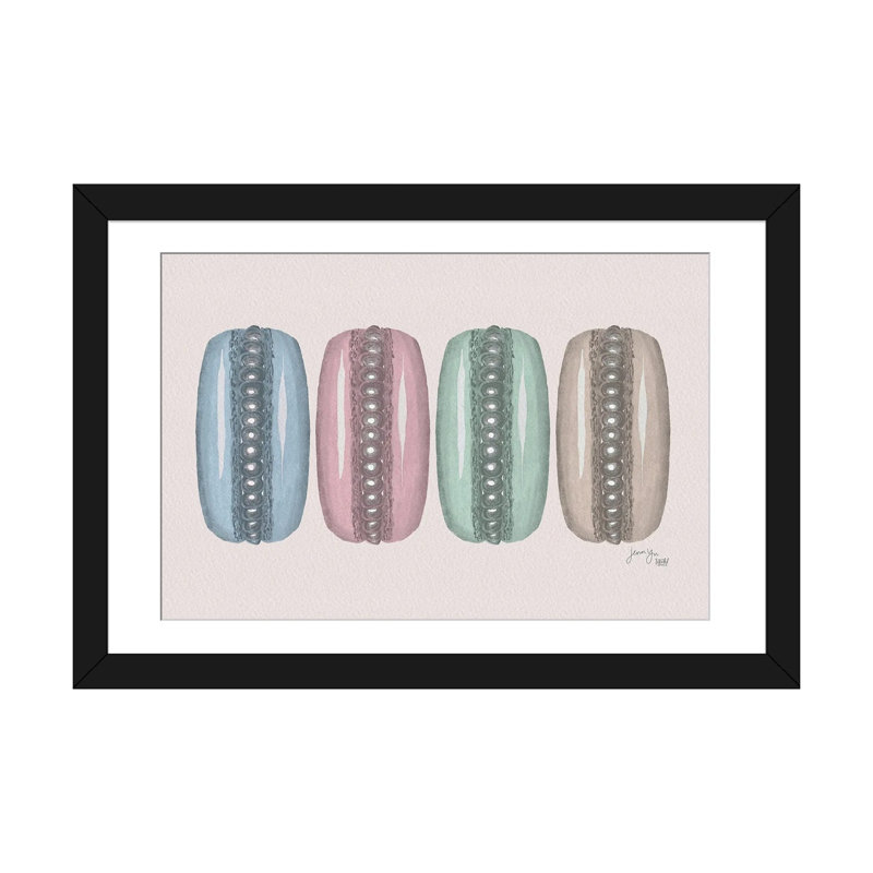 Macaron Party - reproduction d'art murale - papier d'art encadré, 24 po x 16 po, Papier encadré, Noir