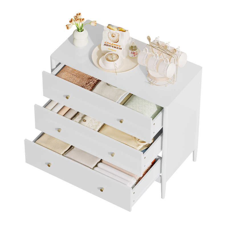 Commode 3 tiroirs Modern White