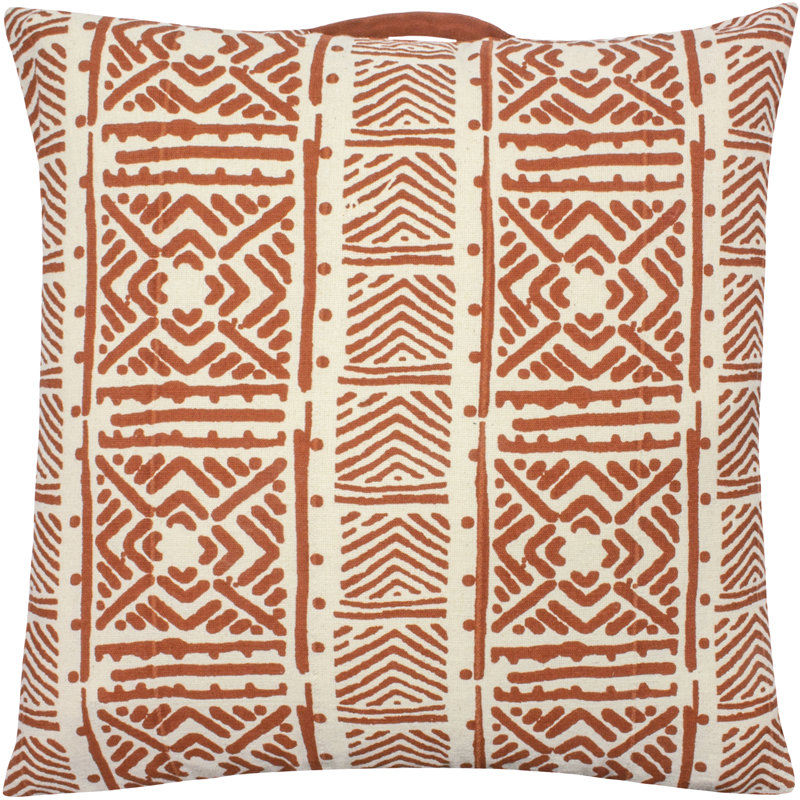 Geometric Square Cushion, Terracotta