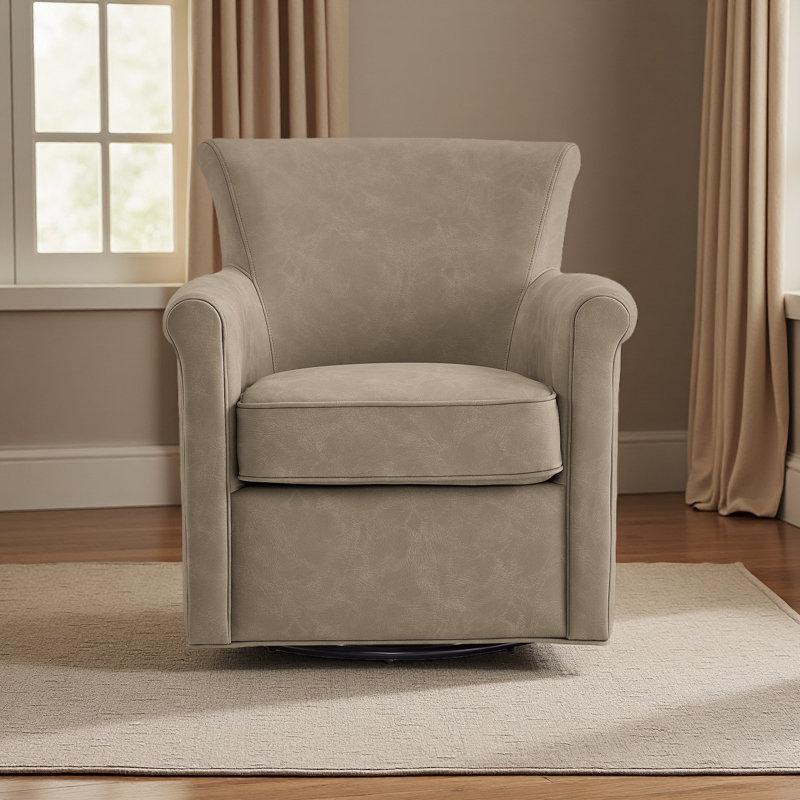 Fauteuil d'appoint pivotant en similicuir, Taupe
