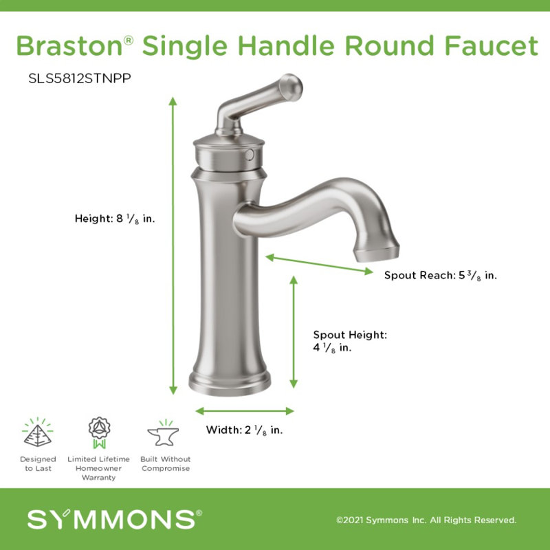 Braston Bathroom Faucet with Push Pop Drain, Satin Nickel