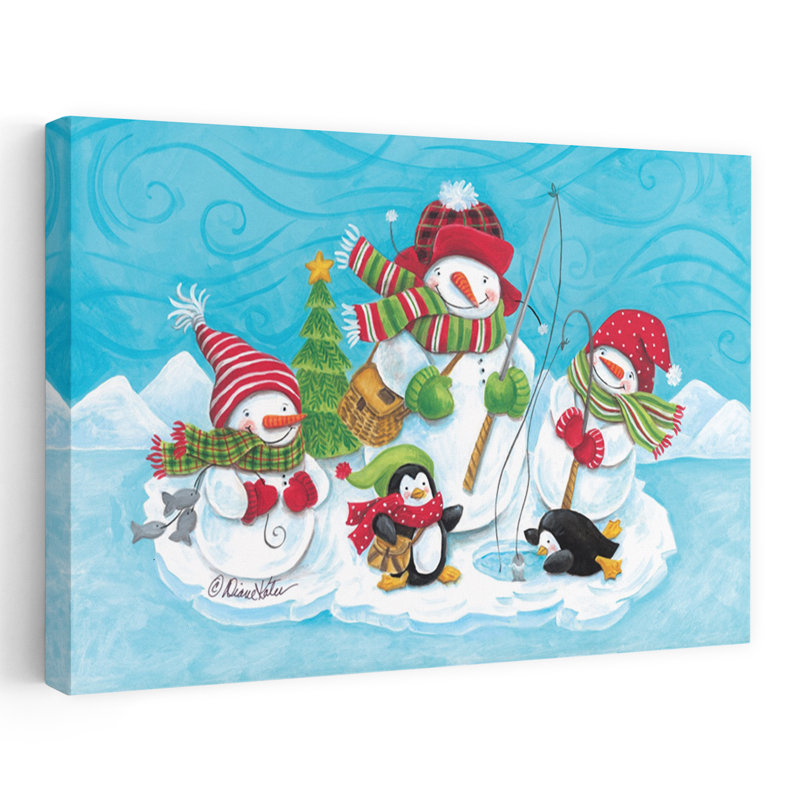 Dessin de famille de bonhomme de neige sur glace, H 24 po x l 36 po