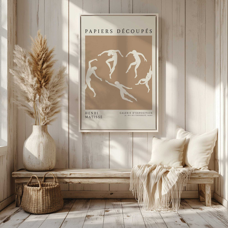 La danse en brun clair de Matisse, H 30,75 po x l 20,75 po x P 1,75 po, Cadre flottant noir satiné