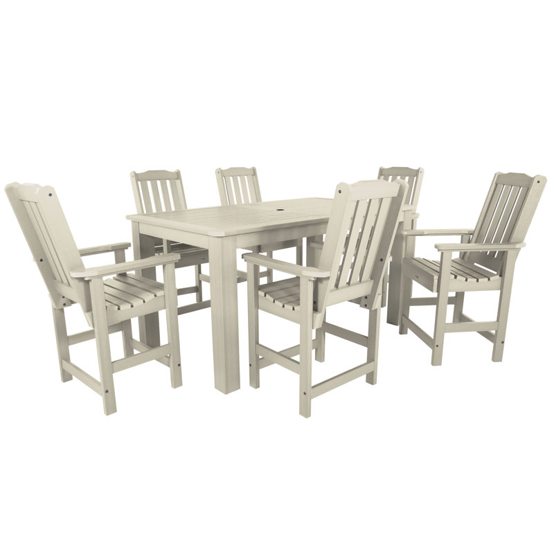 Ensemble repas pour 6 personnes Kile, Blanc délavé, L 72 po x l 42 po x H 36 po