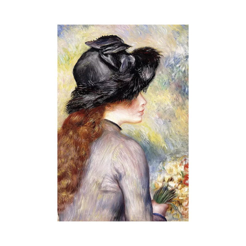 Young Girl Holding A Bouquet Of Tulips by Pierre-Auguste Renoir - Painting on Canvas, Wrapped Canvas