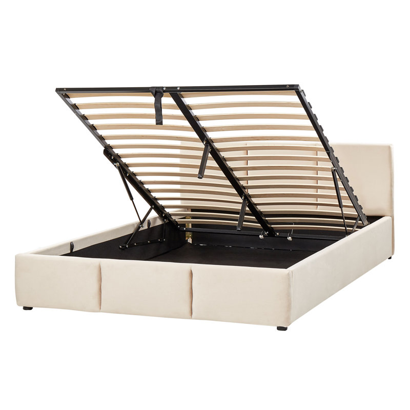 Irmchen Upholstered Ottoman Storage Bed, Beige, European Double (140 x 200cm)
