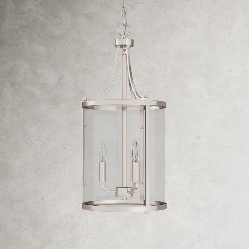 Cleveland 3 - Light Lantern Cylinder Chandelier in Satin Nickel, Satin Nickel