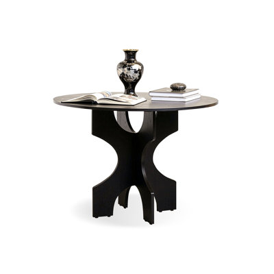 Black Round Solid Wood Dining table
