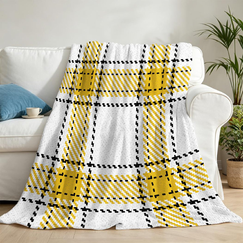 Jeté en molleton noir ultra doux en flanelle, motif bûcheron à imprimé tendance, Jeté 50 po x 60 po