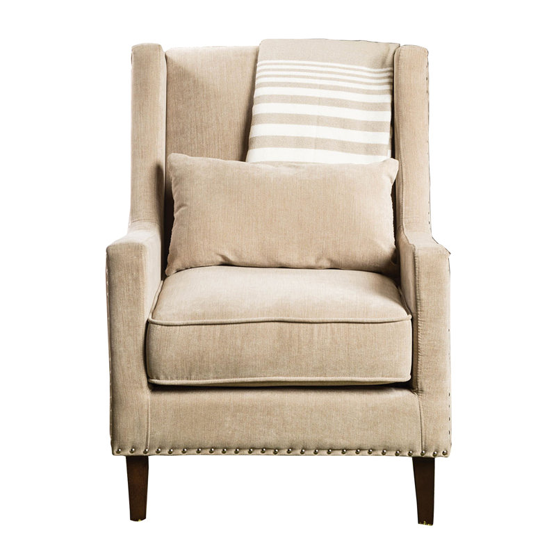 Fauteuil à oreilles l 28,5 po Mershon, Mélange de lin ivoire