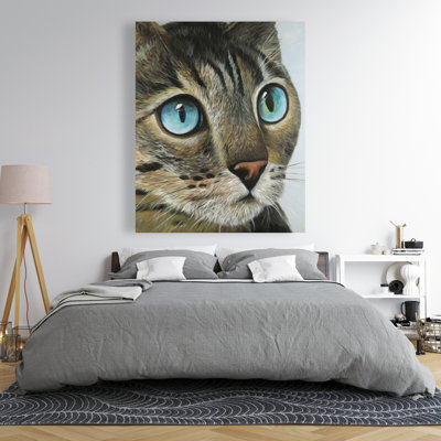 Portrait de chat curieux - toile de chambre à coucher pour animaux
