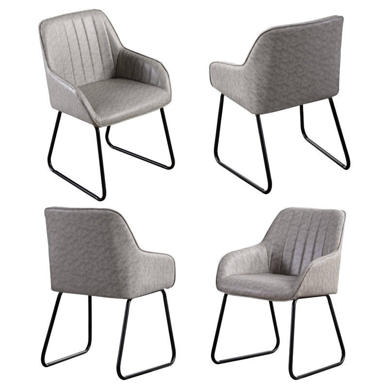 Markesha Upholstered Dining Chairs With Arm, Gray