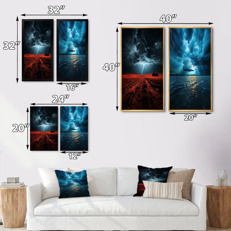 «Ethereal Lightning», 2 pièces, Cadre noir, H 32 po x l 32 po