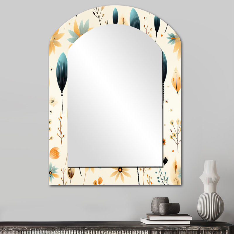 Motif bohème Earthy Elegance - miroir décoratif floral sur métal, 34 po x 25 po