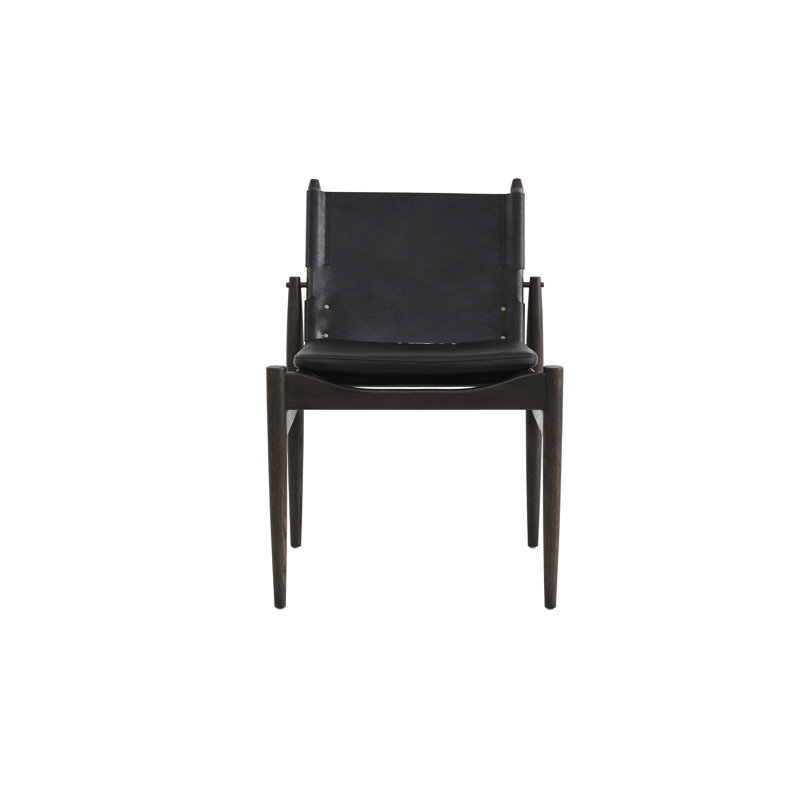 Journey Leather Dining Chair, Crystal Black, Saddle Leather Black, Natural Oak