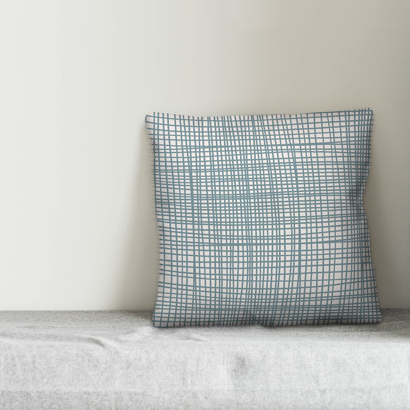 Geometric Throw Pillow, 18" x 18", Blue Plaid