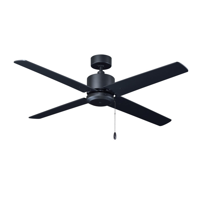 Ventilateur de plafond d'intérieur 4 pales Borges, Noir mat, Noir mat