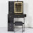 29.2" Small Size Left Drawer Desktop Vanity Table With Cushioned Stool,2 AC Outlets And 2 USB Ports Power Station,Hair Dryer Bracket,Brightness Adjustment-1729892853