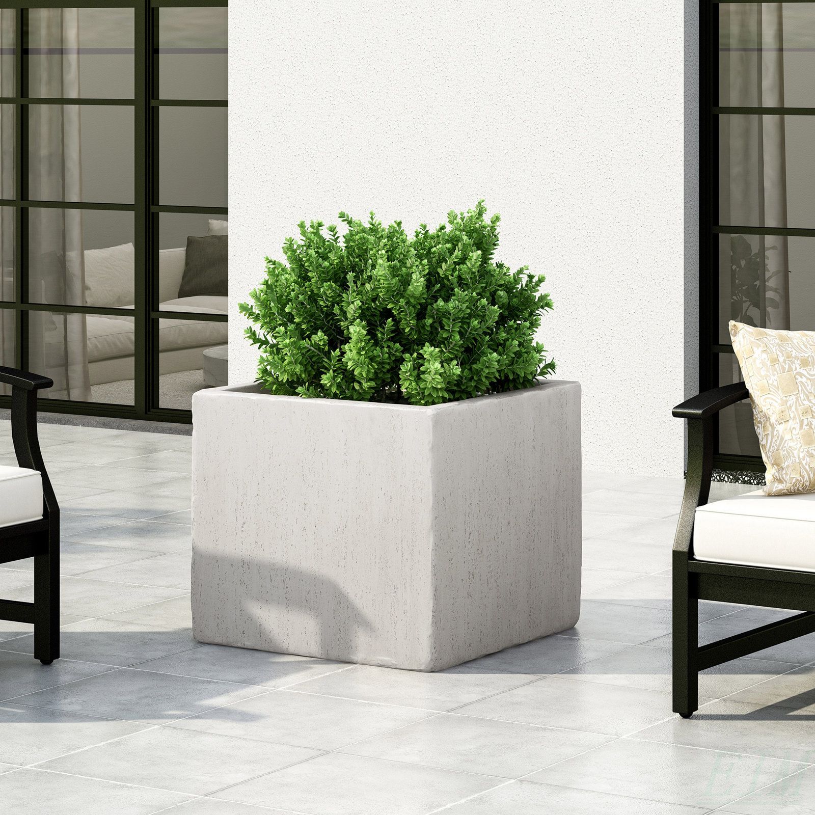 35" Pot Planter, White, 1, 18.75" H x 21.5" W x 21.5" D