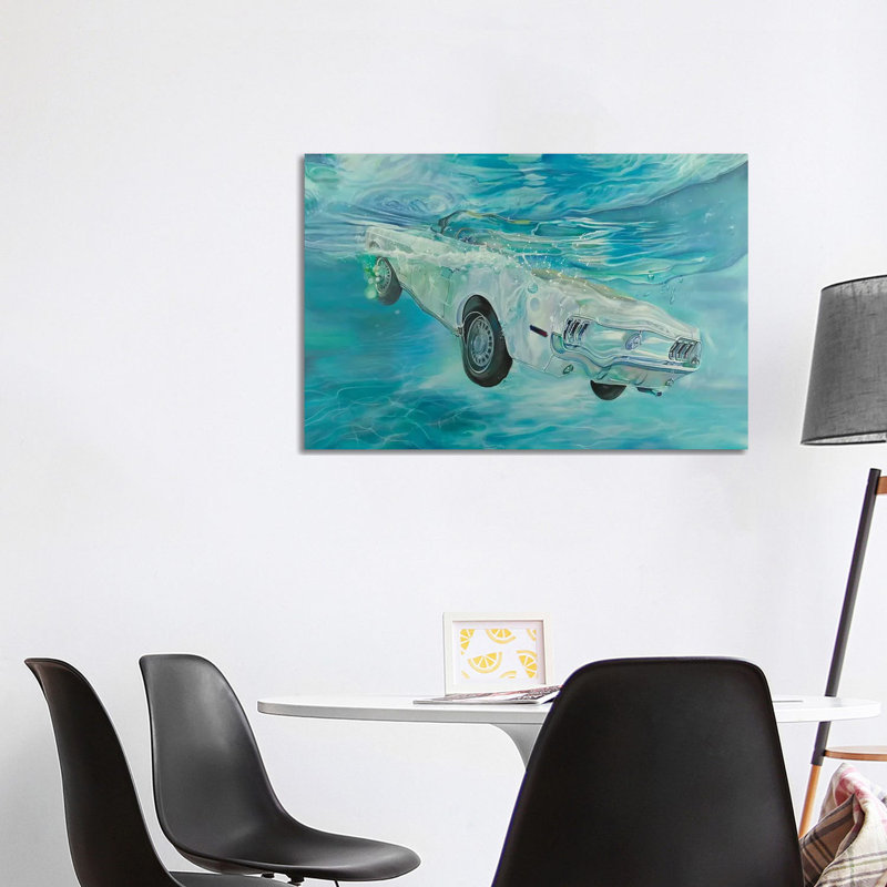 White Mustang by Marcello Petisci - Print on Canvas, Wrapped Canvas, 101.6 cm H x 66.04 cm W x 3.175 cm D