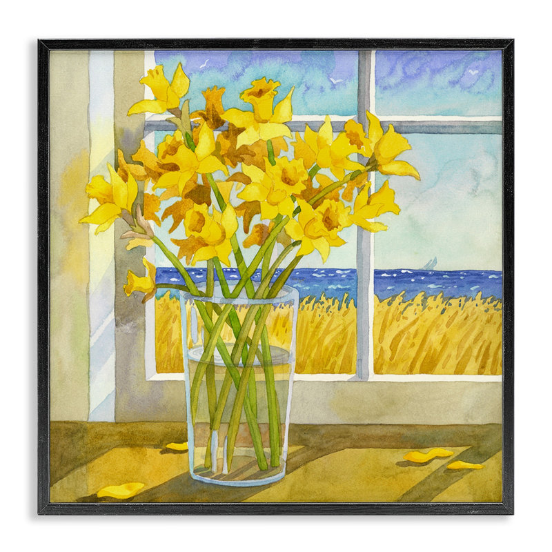 Jonquilles en bord de mer par Robin Altman, Giclée encadrée noir minuit, H 12 po x l 12 po x P 1,5 po