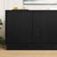Meuble télé noir pour téléviseur de 63 po, meuble télé de coin, meuble télé, meuble télé Mid-Century moderne-133429258