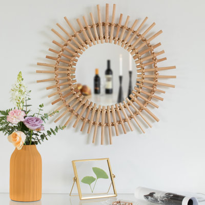 Nunley Rattan Flat Wall Mirror