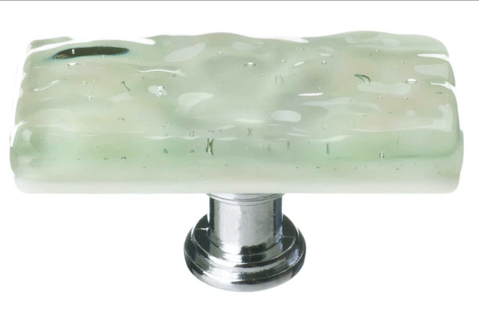 Glacier Skinny Rectangular Cabinet Knob, Polished Chrome, Spruce Green
