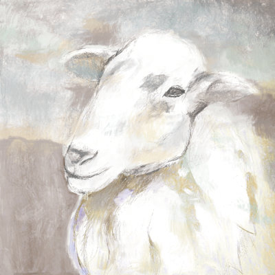 Pastel Sheep Portrait - Peinture