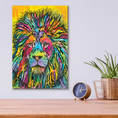 Dakota Fields «Lion Good» par Dean Russo, art mural en verre acrylique, 12 po x 16 po