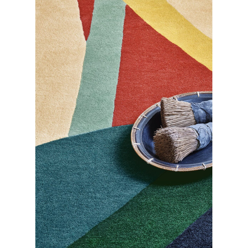 Ipanema Hand Tufted Wool Abstract Area Rug in Green/Red/Yellow, Rectangle 8'2" x 11'6"