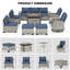 Ensemble de conversation modulaire d'extérieur 12 pièces avec table de foyer, chaises berçantes pivotantes et repose-pieds 12 pièces-2004413221