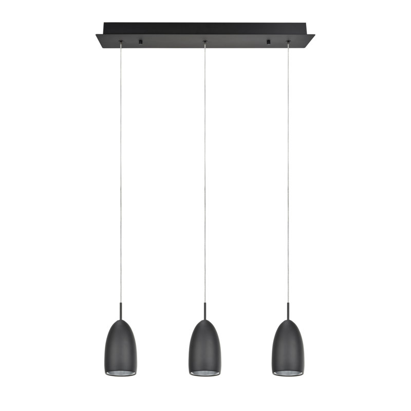 3 - Light LED Kitchen Island Pendant, Black