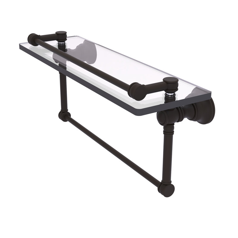 Freyja Glass with Towel Bar, Oil Rubbed Bronze, 5.54" H x 16" W x 7.4" D