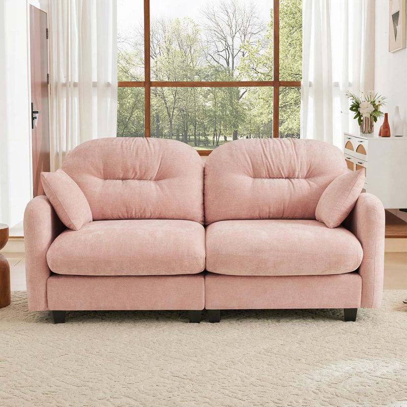 Canapé modulaire en tissu chenille avec causeuse, Rose, H 36,6 po x l 74 po x P 34,2 po, 2