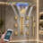 47 in. Complete LED Music Shower System with Rainfall & Waterfall Shower Head, 6 Body Jets, Digital Display, Handheld Shower, Brushed Gold