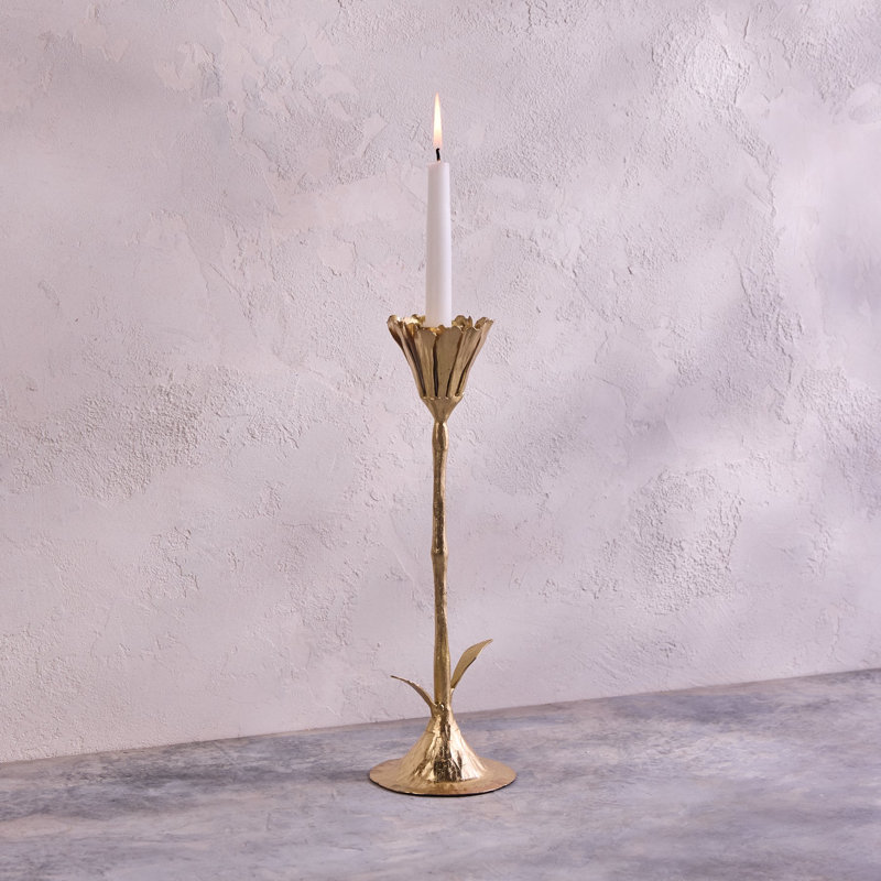 Gold Floral Candleholder, Large